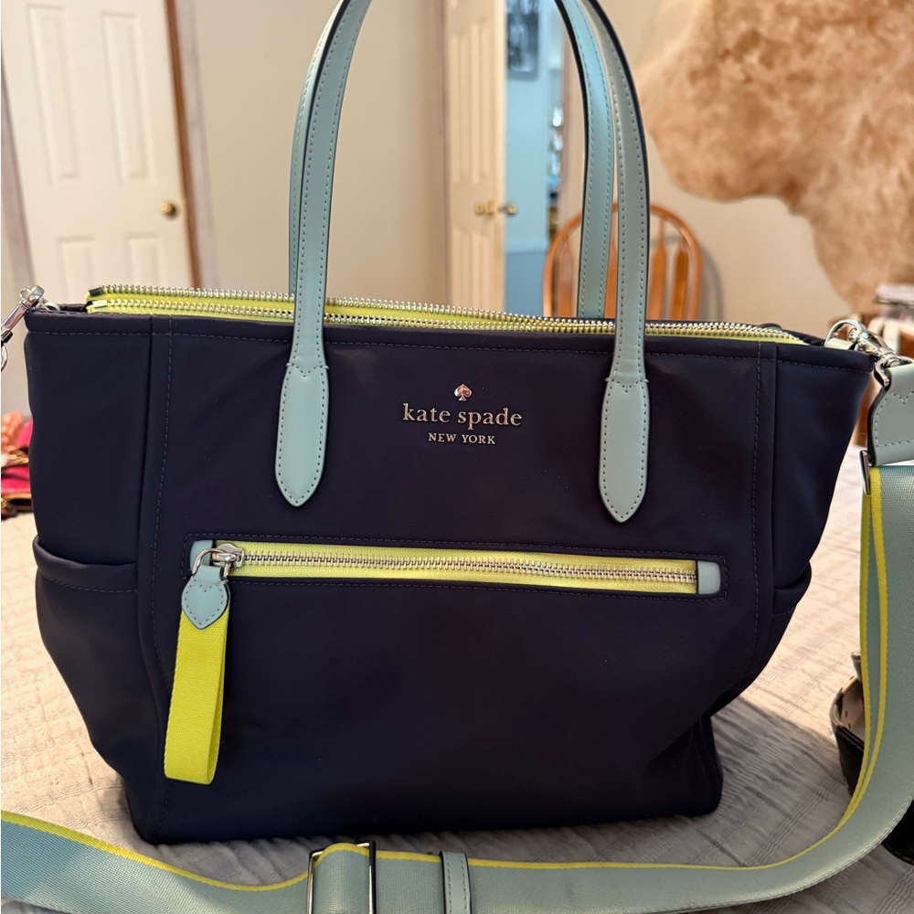Kate Spade Navy and Lime Tote Bag